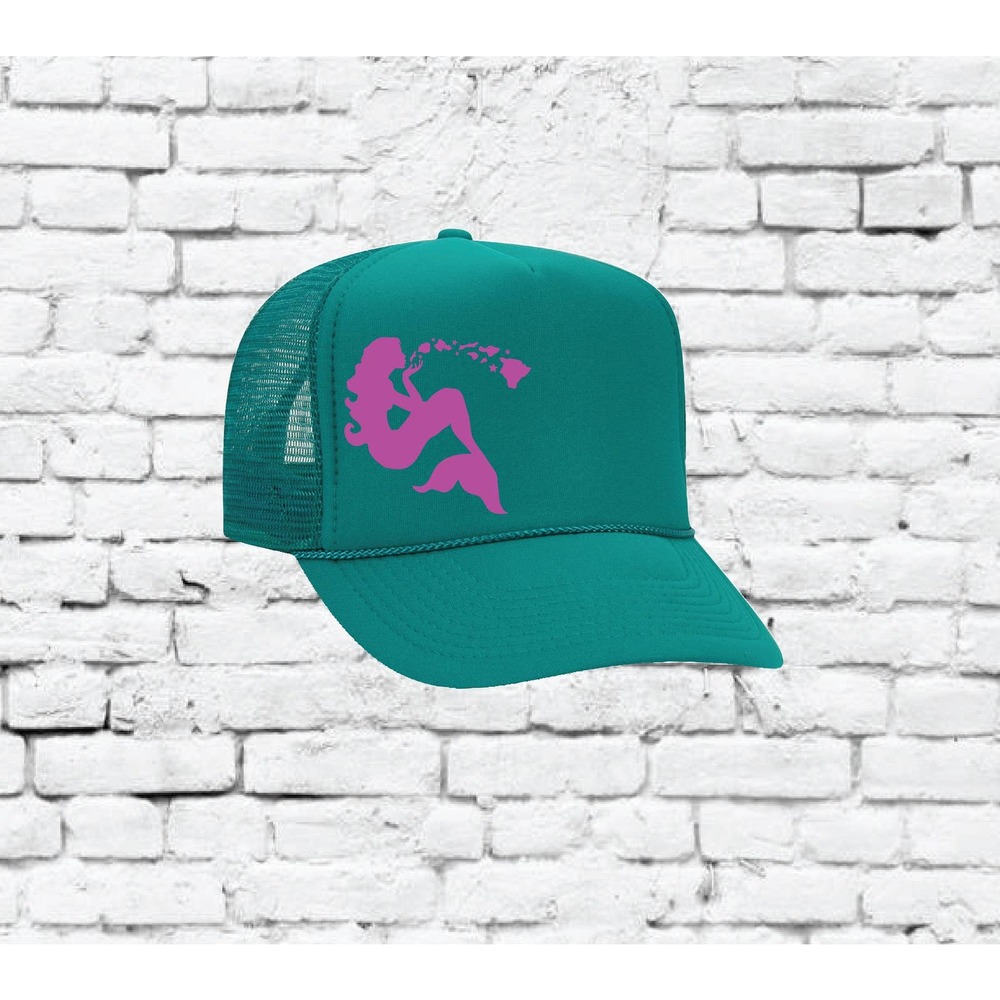 Mermaid Islands Trucker Hats Hawaii Mesh Back Snapback Hat Glitter Hats